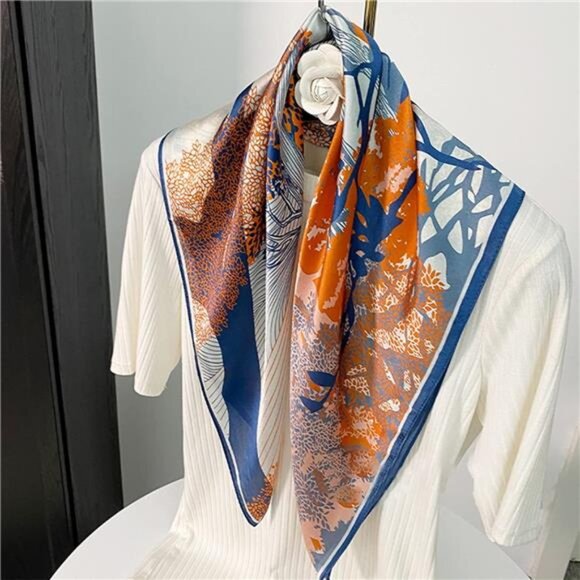 100% Pure Mulberry Silk Square Scarf 27"x27" Women Neckerchief - Picture 4 of 6